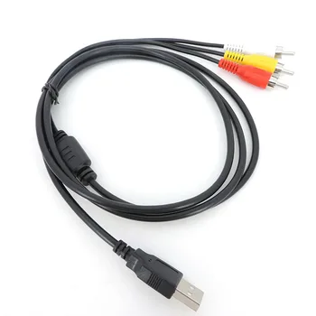 1,5-метров кабел 2.0 USB A male-3RCA 3 RCA Штекерный конектор Coverter Аудио-Видео Кабелен Телевизионен Адаптер A/V TV DVD E1
