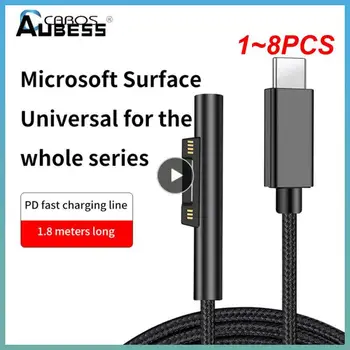1 ~ 8ШТ 180 см Адаптер за Зарядно Устройство USB Type C PD Кабел За Бързо Зареждане Източник на Храна За Microsoft Surface 7/6/5/4/3 Book/Книга 2