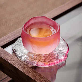 1бр Японската Розова Чаена Чаша за Жените Кристален Чашка За Саке е с Цветна Глазура Малки Чаени Чаши С Цветен Печат на Кунг-фу, Поставка за кафе, Цветен Емайл, Чаша Сакуры Изображение 0