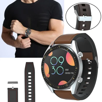 20 мм силикон + кожени въжета Каишка за часовник Гривна за Samsung Galaxy Watch Active 2 / Samsung Gear S2 / Huawei Watch GT2 42 мм