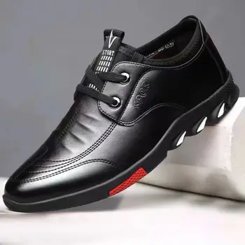 2023 Британски Ежедневни Тънки Обувки, Кожени Обувки, Официалната Обувки, Нова Мъжки Обувки Кожени Обувки От Телешка Кожа, Удобни Мъжки Обувки С Нисък покрив