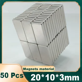 50 Бр. 20*10*3 ивица неодимового магнит NdFeB мм Магнитен магнит правоъгълен Мощен Постоянен магнитен магнит правоъгълен