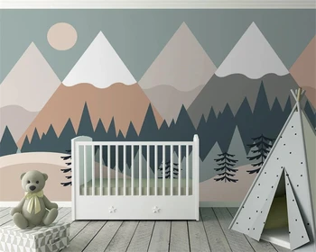 beibehang Индивидуални модерни геометрични гори от планински бор детска стая cartoony фон papel de parede тапети