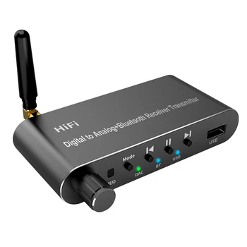Bluetooth 5.1 Приемник и Предавател на Аудио Конвертор U-Disk Play Coxial/ Оптичен 3.5 ММ AUX R/ L КПР Конвертор За TV MP3 Черен