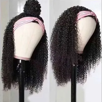 Бесклеевой перука-превръзка на главата за черни жени, къдрава коса с висока плътност, без дантели, гъста Бразилската човешка коса Remy, лъскав перука