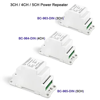 Висока честота на Ретранслатор за Захранване на DIN-шина DC 5V 12V 24V 3CH/4CH/5CH Led Лента Усилвател на Светлина RGB/RGBW/RGBCW лампа лента контролер