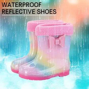 Гумени водоустойчив детски непромокаеми обувки за малките момчета и момичета, водоустойчив обувки Four Seasons, леки нескользящие детски непромокаеми обувки с анимационни герои