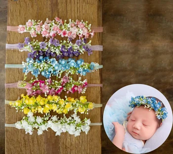 Детски превръзки с цветя, Реквизит за снимки на новородени, Превръзка на главата за момичета, Превръзка от неопрен за студийната фотография, Аксесоари за детски коса Изображение 0