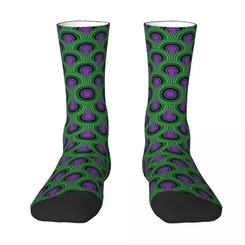 Зелени лилави чорапи с абстрактен модел, супер меки чорапи Harajuku, всесезонни чорапи, аксесоари за унисекс подаръци
