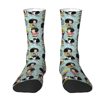 Кавайные мъжки чорапи Mafalda Quino Comics Dress Унисекс Чорапи дишащи Топли чорапи с 3D-принтом Cartoon Crew Socks