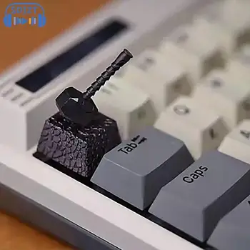 Капачки за ключове 2в1 от смола Thor Hammer за механични класически ретро-клавиатури капачки за костюм с бутон Esc, Персонализирани капачки за ключове Изображение 0