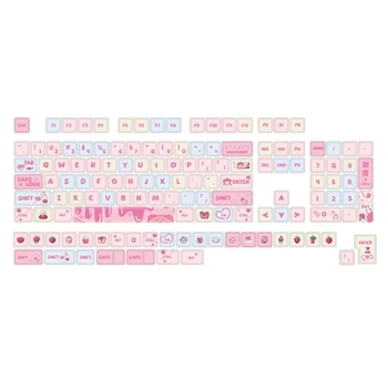 Капачки за ключове XDA PBT в кремаво-клубничной теми за 133 клавиши, дубликат на набор от капачки за механични превключватели геймърска клавиатура