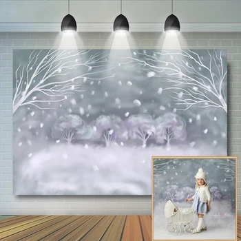 Коледна снимка на фона на снежинки, Зимна снежник, детски портрет, живопис с маслени бои, ръчно фотосесия