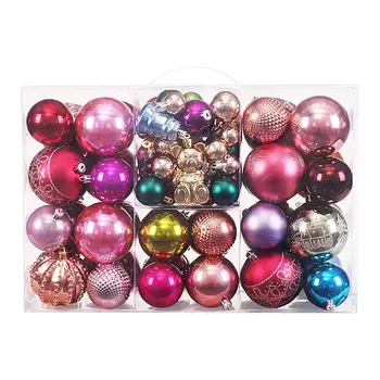 Комплект Коледни топки 75шт Цветни Топки с покритие покритие за Коледа Топки с коледна атмосфера, за партита, тържества, пазаруване Изображение 0