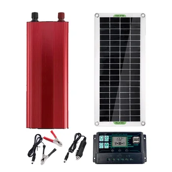 Комплект система за захранване на слънчеви панели 220 v/1000 W Инвертор 12/18 Зарядно устройство с USB изход