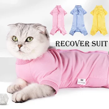Костюм за възстановяване на котки, Мека пижама за възстановяване на домашни любимци, предотвращающая отлучение от гърдите, костюм за предотвратяване на зализывания рани на корема, комбинезони от друг плат за котки