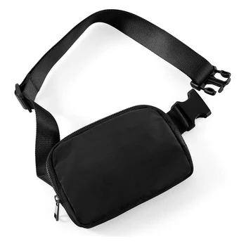 Малка поясная чанта с регулируема каишка, мини-поясная чанта, поясная чанта за тренировки, бягане, пътуване, разходки, през рамо, унисекс, черен