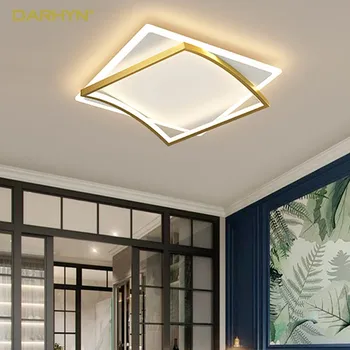 Модерен led тавана лампа, Изчистен Квадратен Вътрешен декоративна лампа с регулируема яркост за спални, кабинет, дневна, трапезария