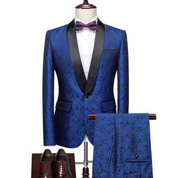 Модерен пролетно-есенния мъжки ежедневни бизнес костюм от бутик, комплект от две части / Мъжки блейзери, палто, яке, панталони, мотобрюки