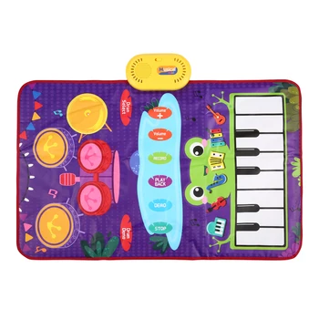 Музикален килим за пиано, клавиатура и барабана, подложка с 2 пръчки, Музикален игрална подложка, Регулируеми сила на звука на Детски Образователни играчки