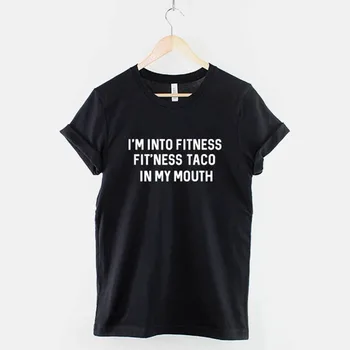 Мъжки t-shirt Съм Into Fitness Тако In My Mouth със забавна саркастической тениска Мексиканска кухня