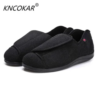 Мъжки обувки KNCOKAR, хит на продажбите, удобна регулируема и широка обувки от памучен плат, подходящо за отекших стоп и дебели стоп