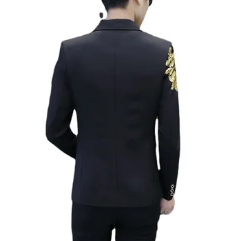 Нов мъжки костюм за нощно шоу, финото палто, trend Корейски принт, малък костюм на фризьор, оборудвана Модерен Универсален топ