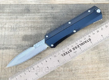 Нож Micro OTF Tech серия GK Нож от дамасской стомана 58-60HRC, Алуминиева дръжка, Джобен нож за самозащита на открито