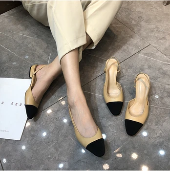 Популярният мода черен кайсия мозайка летни сандали на високи токчета на Обувките Мери Джейн помпи плоски обувки