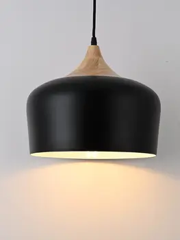 промишлен окачен лампа dern, регулируема дървена потолочное подвесное осветление с купольным абажуром от черен метал, минималистичен селска къща