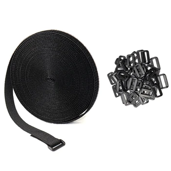 Регулируем Кабел лента с 50 изкривени Свободно, намаляване, Черно многократна употреба Крепежный колан За закрепване на кабелни превръзки (32 ft x 0,8 инча)