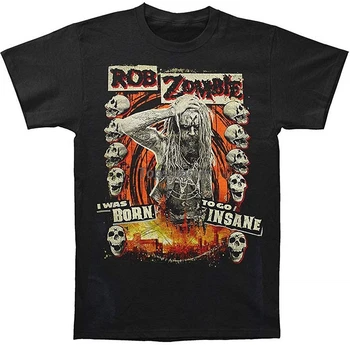 Роб Зомби Роден полудеят Мъжки черна Мъжка тениска дамска тениска Забавен дизайн на Тениска от 100% памук