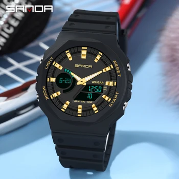 Ръчен часовник на марката на BIANA Мъжки часовник в стил милитари, ръчен часовник в армия спортен стил, мъжки часовници с двоен дисплей, водоустойчиви часовници