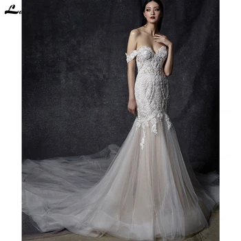 Сватбена рокля Русалка 2023 ръкави, без презрамки Красива апликация Дълга поредица vestido festa da mae noiva