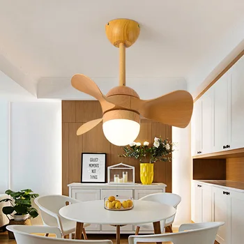 Скандинавска вентиляторная лампа, прост, модерен безшумен дистанционно управление, вентилатор на тавана, за да спални в ресторанта, мини-вентилатор за детска стая