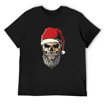 Тениска с черепа на Дядо Коледа, готини тениски с къс ръкав, графични върхове, директна доставка на оригинални зашеметяващ тениски Оверсайз
