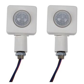 Търговците на дребно 2X висококачествени автоматични PIR 85-265 В, инфрачервен датчик за движение PIR, монтиран на стената lcd led лампа, открит бял