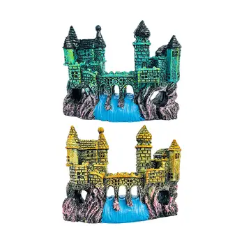 Украсата на замъка от смола за аквариум Средновековна смола Аксесоари за декорация на аквариум за влечуги Риба Fish Аквариумный къща Играчки Изображение 0
