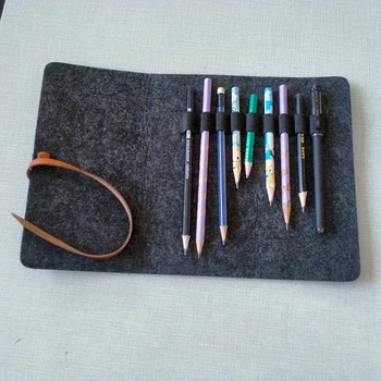 Филцови тъкани, ръчно изработени, свернутая в ролка Чанта за моливи с веревочной криволичещите Войлочный материал, 9 дупки, писалка, стойка за моливи, Чанта за съхранение на училищни канцеларски материали