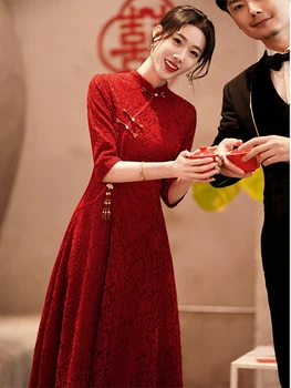 Robe de soiree 2023, на малка луксозна вечерна рокля в китайски стил, с кръгло деколте, Секси елегантна вечерна рокля, вечерна рокля за бала. Изображение 1