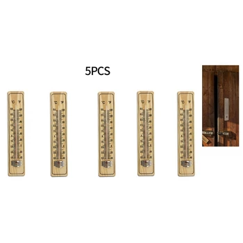 Дървен Термометър от 5 части, Стъклен Термометър Среден Размер И Домакински Термометър Изображение 1