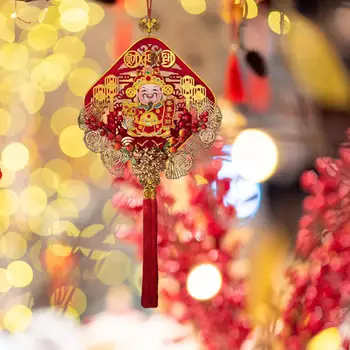 Украса на китайската Нова година 2024 година, окачване с пискюл в Годината на дракона, украса на Лунна пролетния фестивал за парти, подарък-сувенир за коледната елха Изображение 1