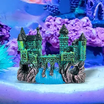 Украсата на замъка от смола за аквариум Средновековна смола Аксесоари за декорация на аквариум за влечуги Риба Fish Аквариумный къща Играчки Изображение 1