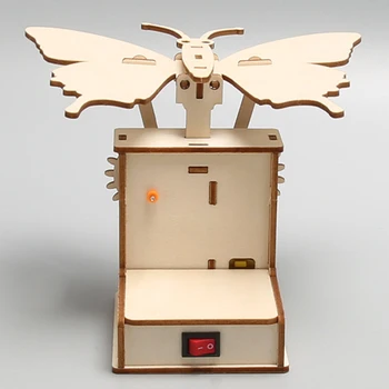 Дървени електрически модел на пеперуда Механизъм Работещ Детски научна играчка Технология САМ Комплект за изучаване на физика, Забавни играчки за деца Изображение 2