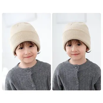 Зимна шапка за деца 2-6 години, Скъпа Однотонная Мека детска шапчица-бини, Възли топли шапки за момичета и момчета Изображение 2