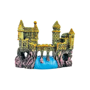 Украсата на замъка от смола за аквариум Средновековна смола Аксесоари за декорация на аквариум за влечуги Риба Fish Аквариумный къща Играчки Изображение 2