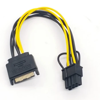 5ШТ 15-Пинов SATA до 8-номера за контакт (6 + 2) Кабел за Захранване PCI-E 20 см Кабел SATA От 15-за контакт на до 8-за контакт на Тел 18AWG За Графична карта Изображение 3