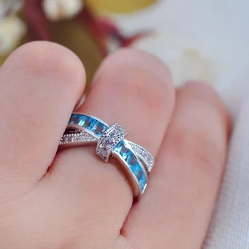 Класически дамски пръстени от сребро 925 проба, цветен циркон, размер 6-10 Мода, аксесоари за сватба, украса за партита, подаръци Изображение 3