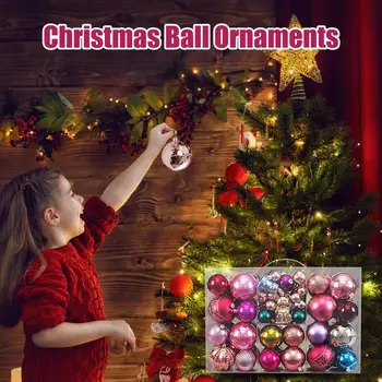 Комплект Коледни топки 75шт Цветни Топки с покритие покритие за Коледа Топки с коледна атмосфера, за партита, тържества, пазаруване Изображение 3