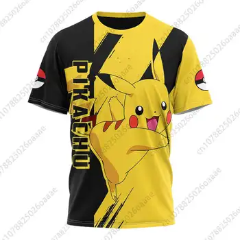Мъжки и женски 3D-тениски Pokemon Pichu Pikachu за спорт и отдих, детски ризи с къс ръкав Изображение 3